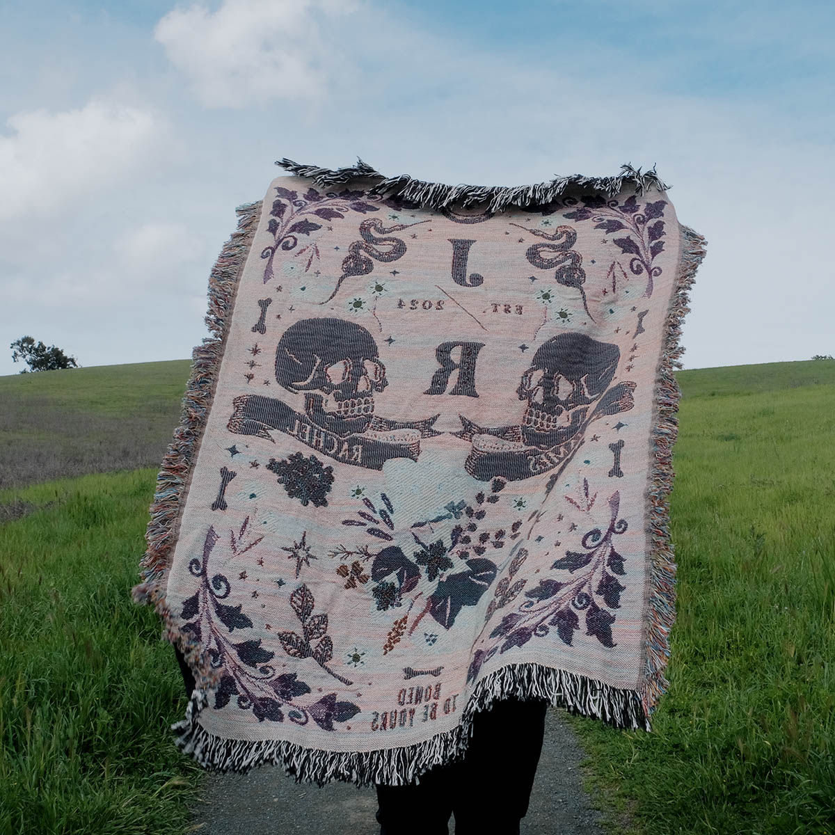 His and Hers Skulls Personalized Couple Woven Blanket