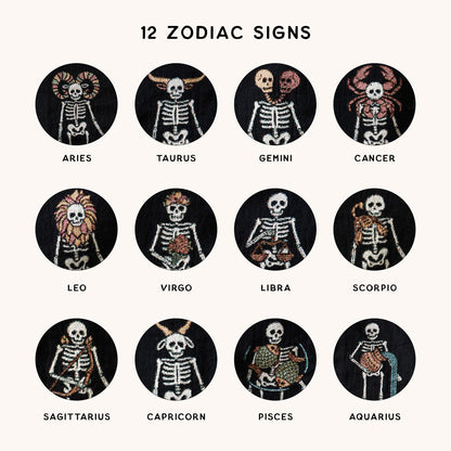 Personalized Zodiac Skeleton Couple Woven Blanket