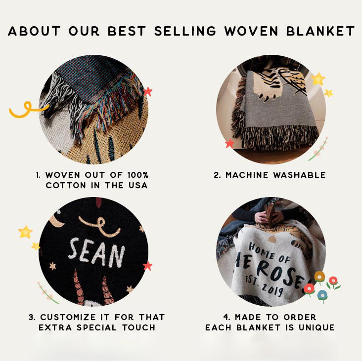 His and Hers Skulls Personalized Couple Woven Blanket
