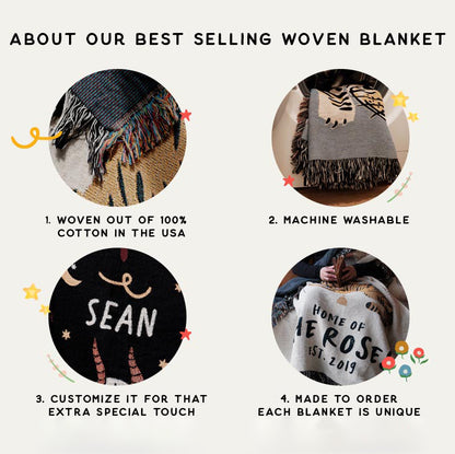 His and Hers Skulls Personalized Couple Woven Blanket