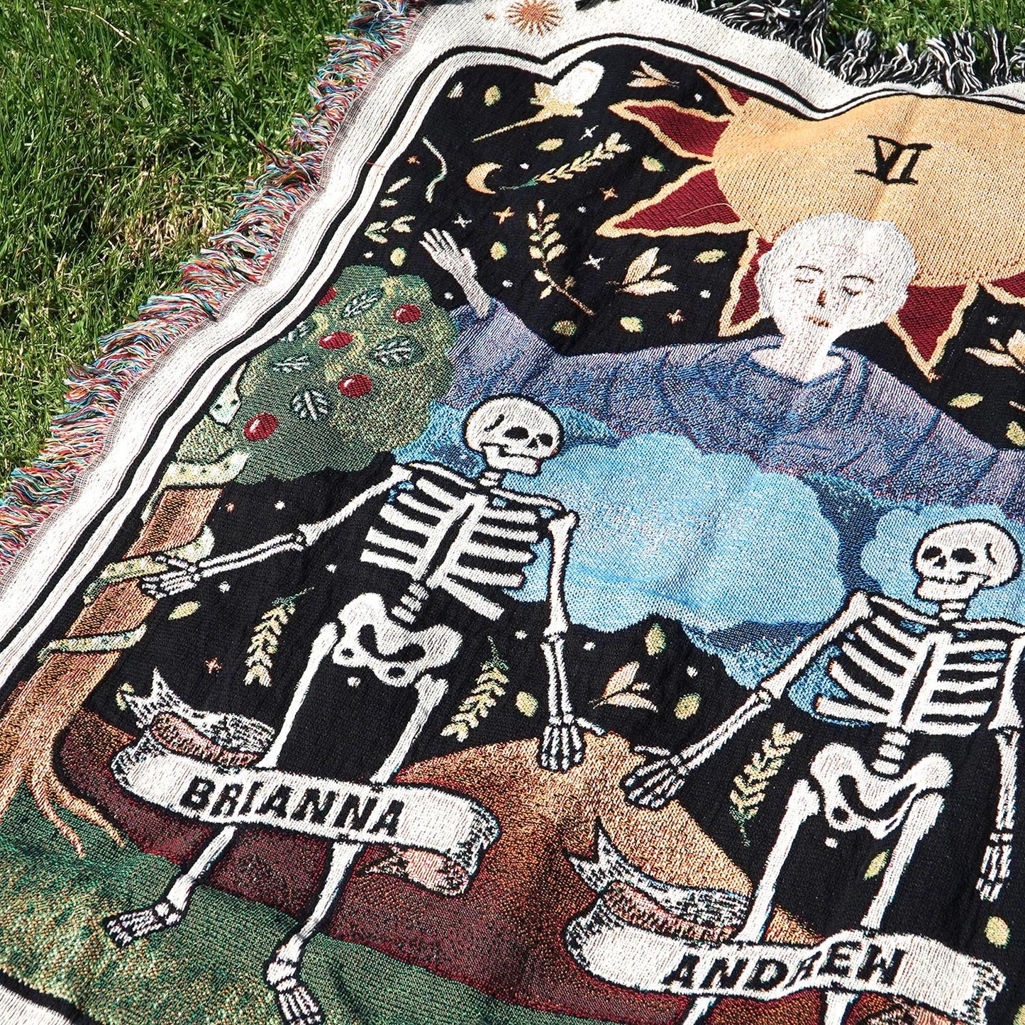 Personalized The Lovers Tarot Card Couple Woven Blanket