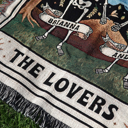 Personalized The Lovers Tarot Card Couple Woven Blanket