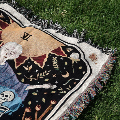 Personalized The Lovers Tarot Card Couple Woven Blanket