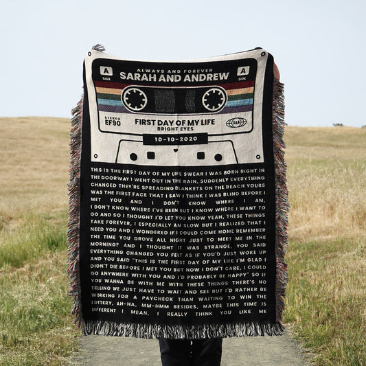 Personalized Couple Cassette Lyrics Woven Blanket