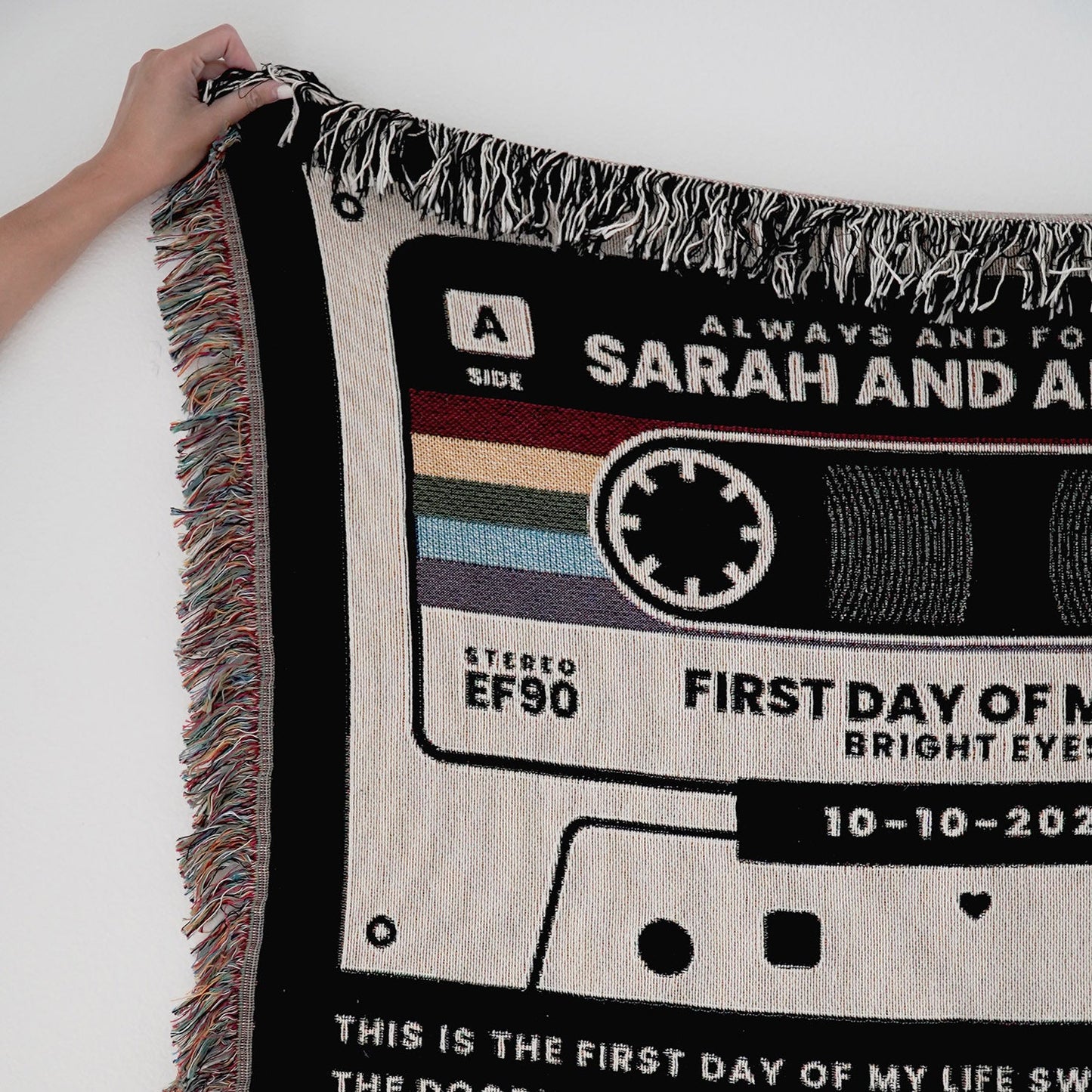 Personalized Couple Cassette Lyrics Woven Blanket