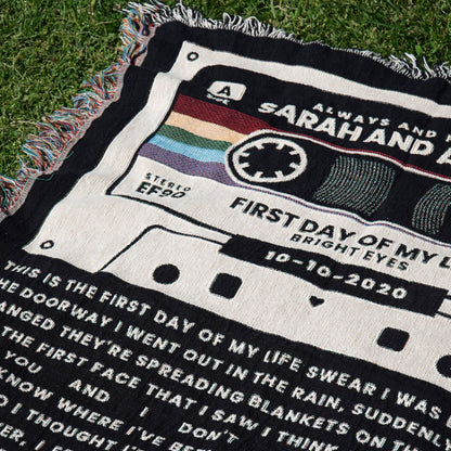 Personalized Couple Cassette Lyrics Woven Blanket