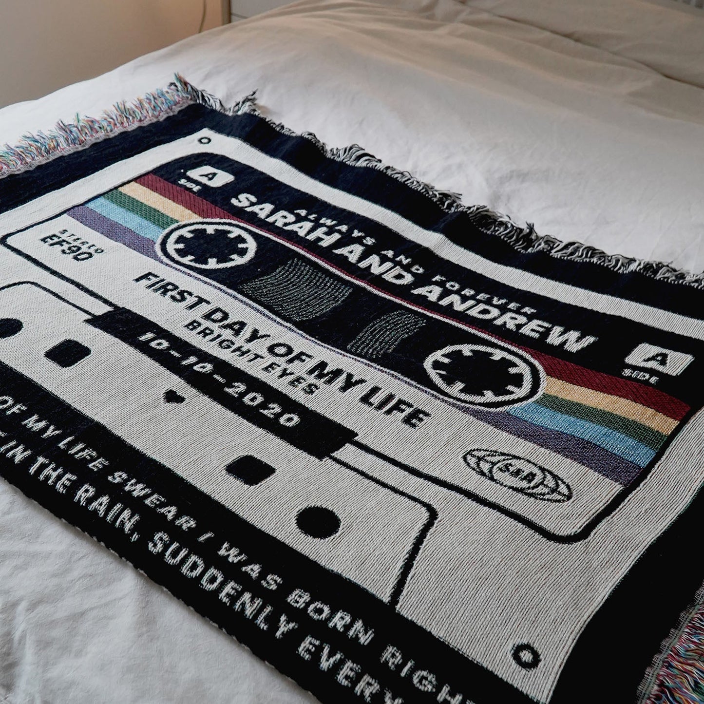Personalized Couple Cassette Lyrics Woven Blanket