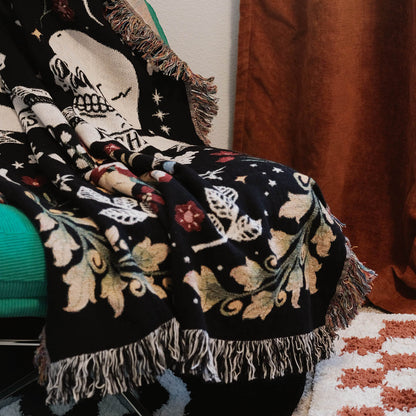 His and Hers Skulls Personalized Couple Woven Blanket