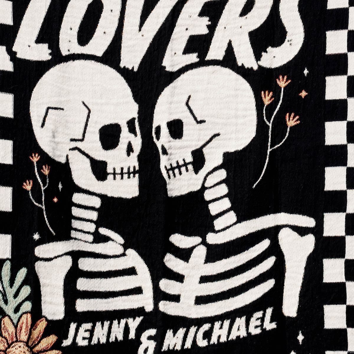 Skeleton The Lovers Personalized Couple Woven Blanket