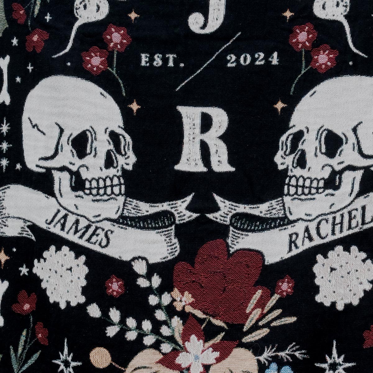 His and Hers Skulls Personalized Couple Woven Blanket