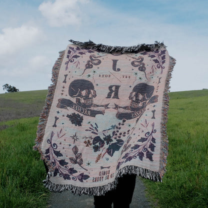 His and Hers Skulls Personalized Couple Woven Blanket
