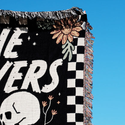 Skeleton The Lovers Personalized Couple Woven Blanket