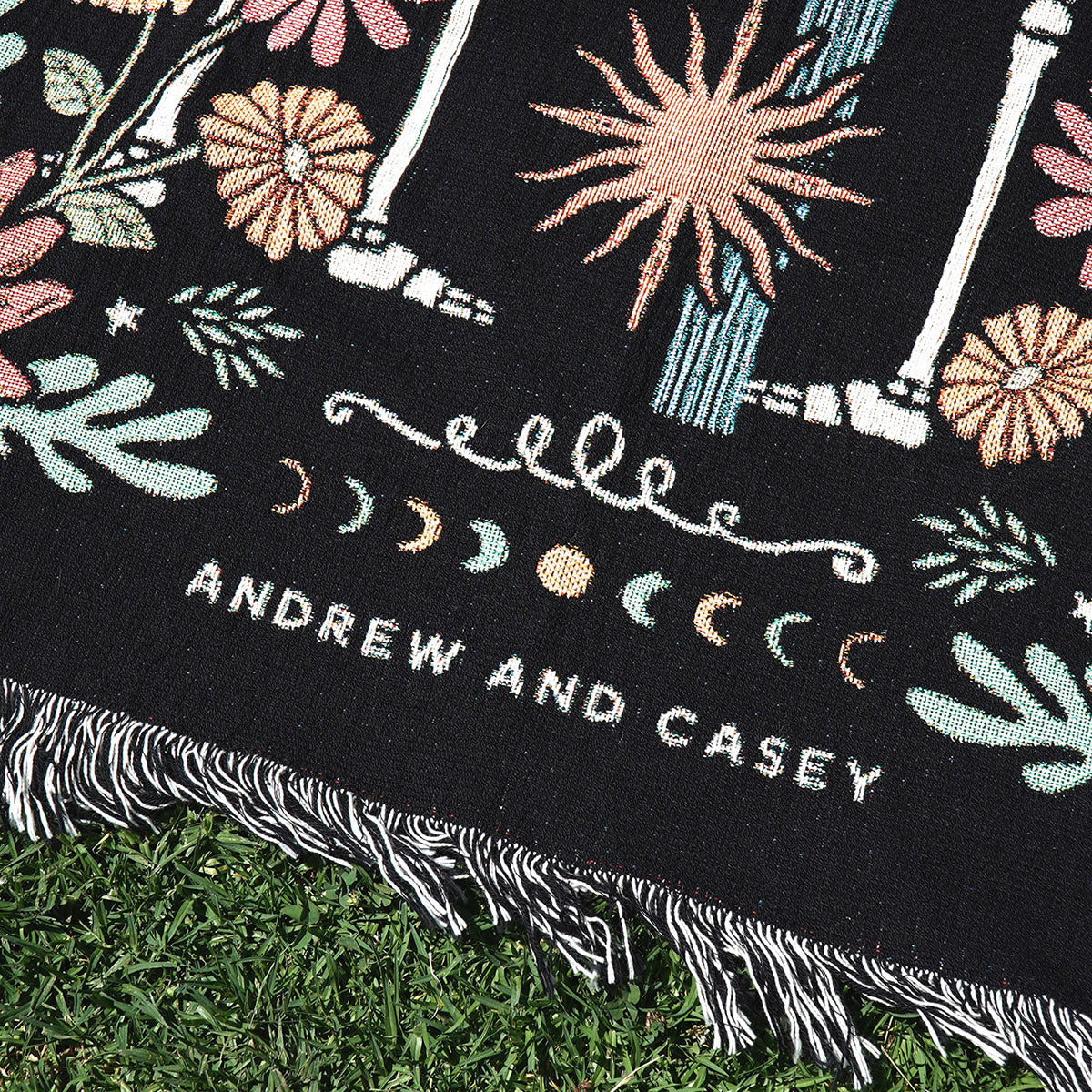 Personalized Zodiac Skeleton Couple Woven Blanket