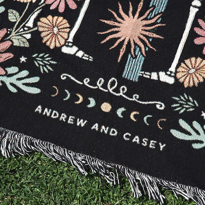 Personalized Zodiac Skeleton Couple Woven Blanket
